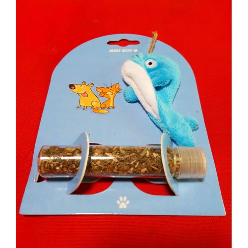 Jouets Chat : 1 Poisson En Peluche & 1 Tube D'herbe A Chats