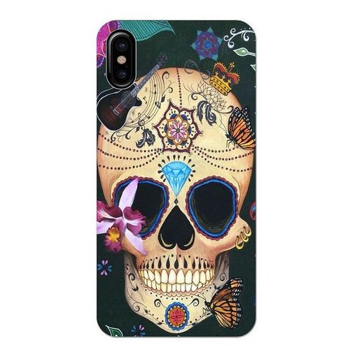 Coque Iphone Xs Max Mort Calavera Queen Music Papillon Fleur Tatoo