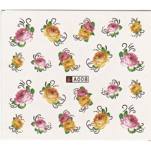 Nail Art Stickers, Autocollants Pour Ongle, Transfert À L'eau : Motifs Fleurs Papillons 1
