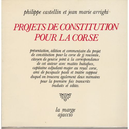 Projets De Constitution Pour La Corse.