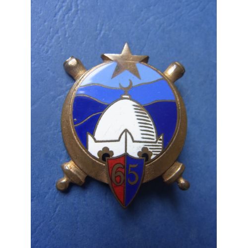 Insigne 65° Régiment Artillerie Afrique / Fabrication Originale Avant Ww2 / Drago Rue Beranger 3ème