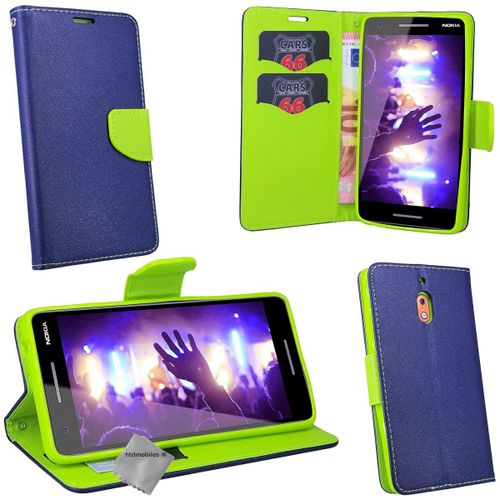 Housse Etui Coque Pochette Portefeuille Pour Nokia 2.1 (2018) + Film Ecran - Bleu / Vert