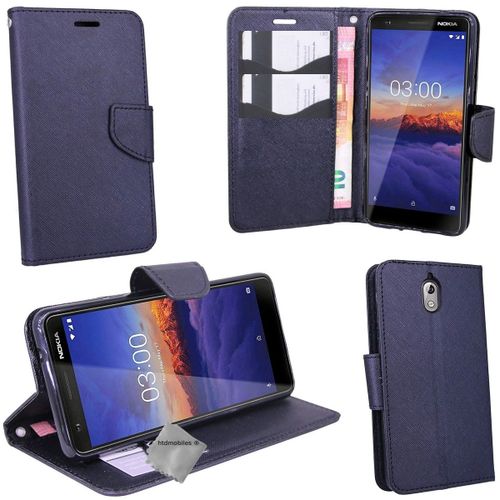 Housse Etui Coque Pochette Portefeuille Pour Nokia 3.1 (2018) + Film Ecran - Noir / Noir