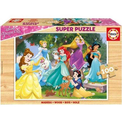 Puzzle Enfant En Bois - Les Princesse Disney : Raiponce Belle Jasmine Cendrillon Et Ariel 100 Pieces