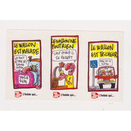 Autocollant Kroll Le Wallon Est Malade Ne Fout Rien Tricheur ( 16 X 9 Cm )