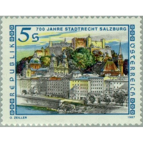 Timbre Autriche Yt 1707 Paysage Urbain De Salzbourg 1987