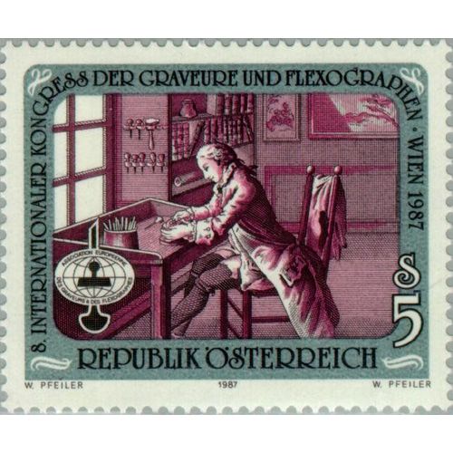 Timbre Autriche Yt 1717 Graveur; Gravure Médiévale 1987