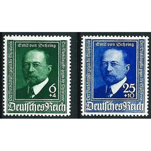 Allemagne, 3eme Reich, 1940, Beaux Timbres Yvert 684 & 685, 50eme Anniversaire De La Decouverte Du Serum Anti-Diphterique Par Emil Von Behring, Neufs*.