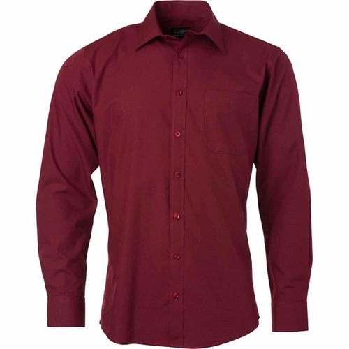 Chemise Popeline Manches Longues - Jn678 - Homme - Rouge Vin