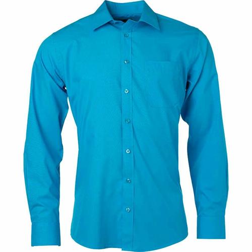 Chemise Popeline Manches Longues - Jn678 - Homme - Bleu Turquoise