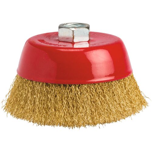Brosse coupe fils acier laitonné ondulés M14 Ø 100 mm