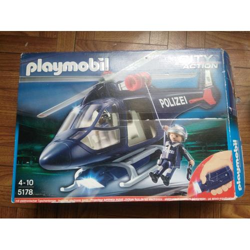 Playmobil 5178 Hélicoptère De Police Avec Projecteur Led De Recherche