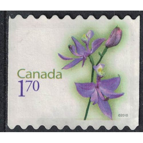 Canada 2010 Sans Gomme Used Fleurs Calopogon Tuberosus Orchidée Sauvage