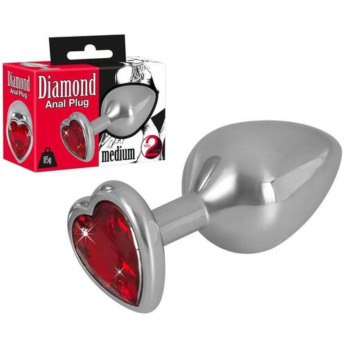 Plug Anal Diamond Coeur Rouge - Medium 8.5cm - D3.4cm