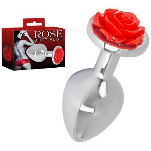 Plug Anal En Aluminium - Rose Butt Plug 9cm - D3.4cm