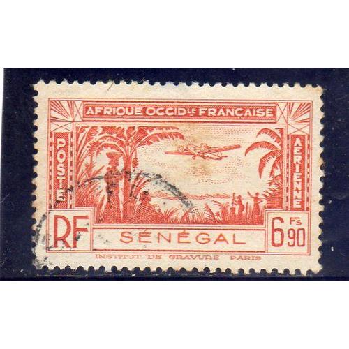 Timbre De Poste Aérienne Du Sénégal (Avion Survolant Une Caravane)