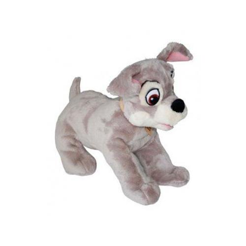 Peluche Disney : Grand Chien Gris Le Clochard 38 Cm - Doudou Enfant La Belle Et Le Clochard