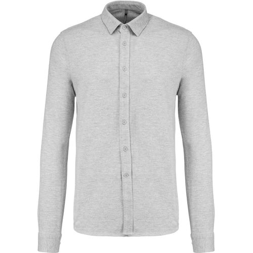 Chemise Piqu?E Manches Longues - K508 - Gris Chin? - Homme
