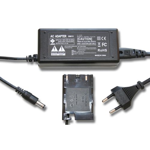 vhbw Bloc d'alimentation, chargeur adaptateur compatible avec Canon EOS 7D, 7D Mark II, 90D, R, R5, R6, Ra appareil photo, caméra vidéo - Câble 2m