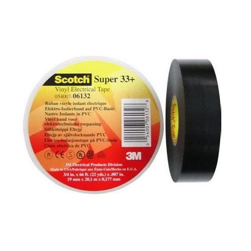 3M Super 33+ - Ruban Scotch vinyle isolant électrique - 19mm x 20m - Noir
