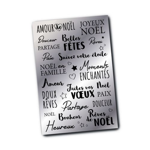 Transfert À Sec Métallisé Noël Messages Argenté - Megacrea Diy