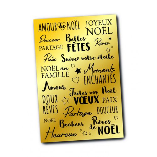 Transfert À Sec Métallisé Noël Messages Doré - Megacrea Diy
