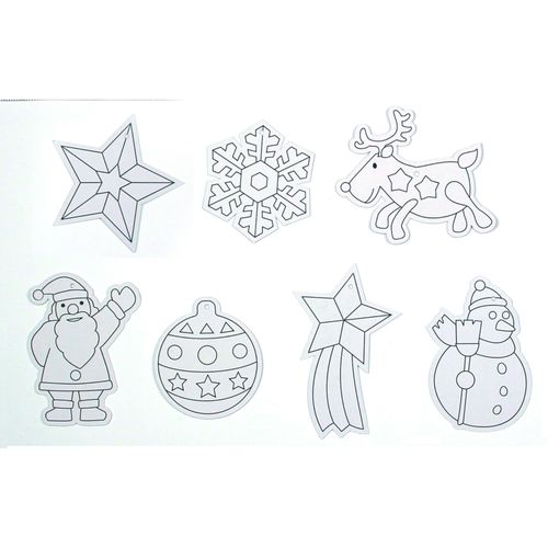 Motifs Carton À Colorier Blanc 6,5 À 11cm X 8pcs + Cordelette Argent - Megacrea Diy
