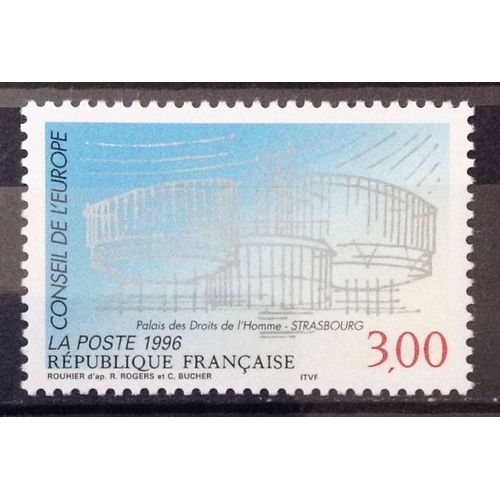 Conseil Europe - Palais Droits Homme Strasbourg 3,00 (Impeccable Service N° 116) Neuf** Luxe (= Sans Trace De Charnière) - France Année 1996 - N21753