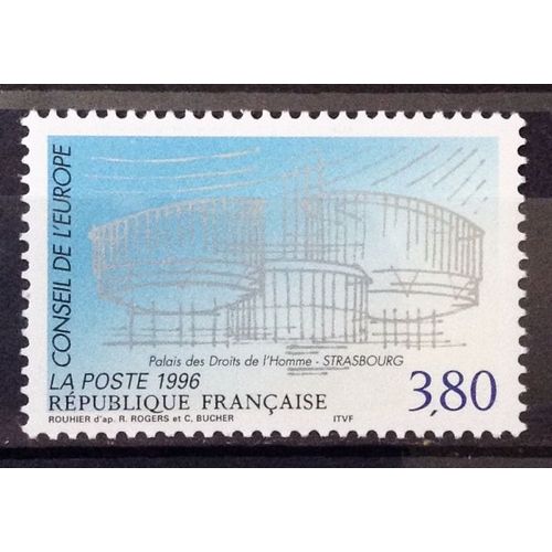 Conseil Europe - Palais Droits Homme Strasbourg 3,80 (Impeccable Service N° 117) Neuf** Luxe (= Sans Trace De Charnière) - France Année 1996 - N21754