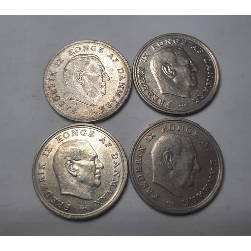 Lot 4 Pièces Circulantes De 1 Krone Portrait De Frédéric Ix 1965 1966 1967 1968 Dk_04