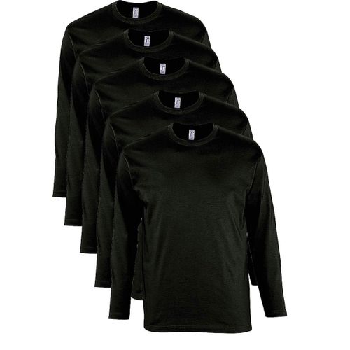 Lot 5 T-Shirts Manches Longues Homme - Noir