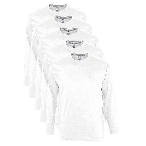 Lot 5 T-Shirts Manches Longues Homme - Blanc