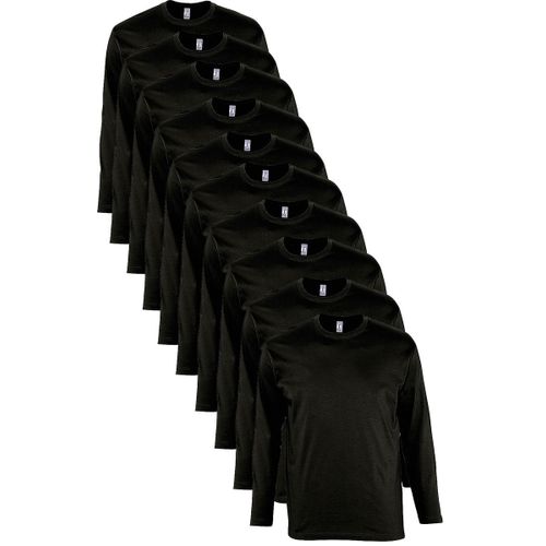 Lot 10 T-Shirts Manches Longues Homme - Noir