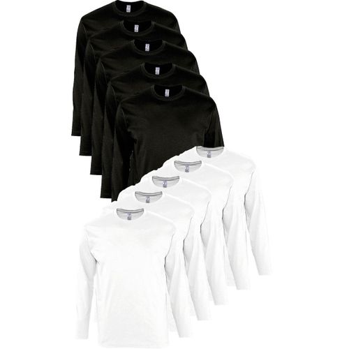 Lot 10 T-Shirts Manches Longues Homme - Blanc Et Noir