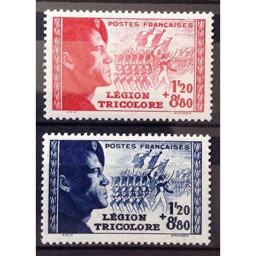 Série Légion Tricolore - N° 565 1f20+8f80 Bleu + 566 1f20+8f80 Rouge Neufs** Luxe - Cote 25,00 - France Année 1942 - N21716