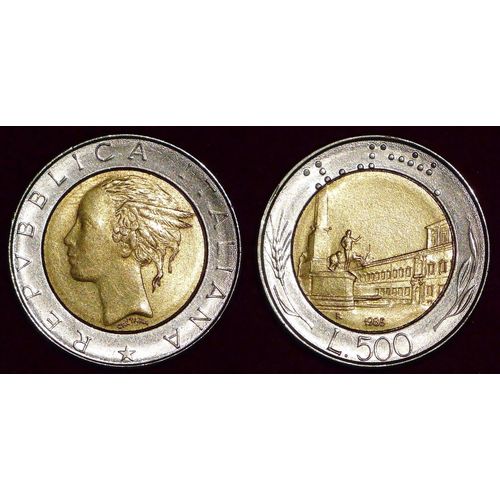 Lot 5 Pièces Monnaie Italie - 500 L. Lire - 1985 À 1992