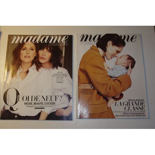 Madame Figaro N°23032 Spécial Enfants + 23020 Isabelle Adjani Julianne Moore - Lot 2 Revues Magazine