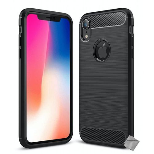 Housse Etui Coque Silicone Gel Carbone Pour Apple Iphone Xr + Film Ecran - Noir