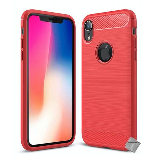 Housse Etui Coque Silicone Gel Carbone Pour Apple Iphone Xr + Film Ecran - Rouge