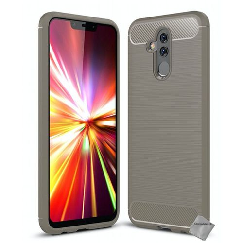 Housse Etui Coque Silicone Gel Carbone Pour Huawei Mate 20 Lite + Verre Trempe - Gris