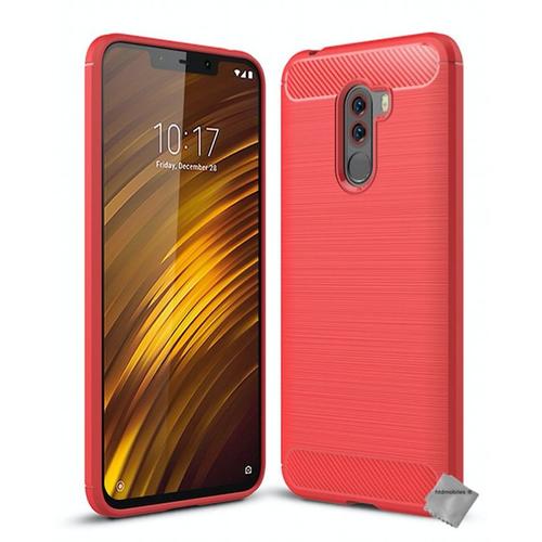 Housse Etui Coque Silicone Gel Carbone Pour Xiaomi Pocophone F1 + Film Ecran - Rouge