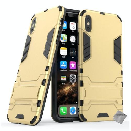 Housse Etui Coque Rigide Anti Choc Pour Apple Iphone Xs Max + Verre Trempe - Or