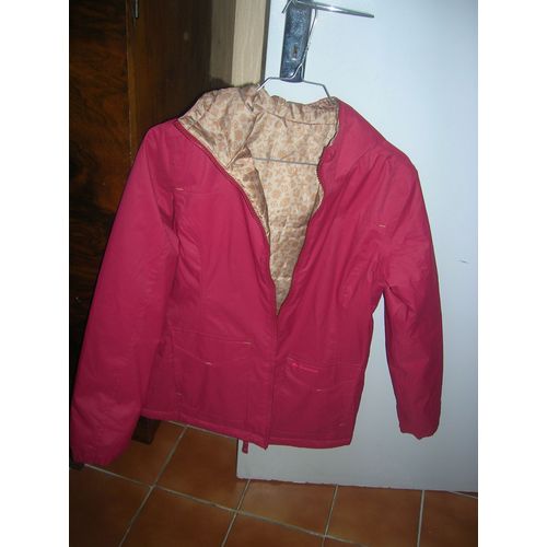 Veste Randonnée À Capuche Decathlon Arpenaz 400 Warm Réversible Rosewood Garnissage Ouate 100% Imperméable.