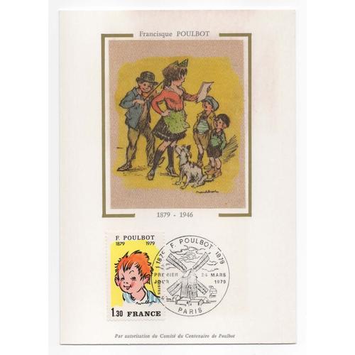 Carte Postale Fdc Francisque Poulbot - Illustration Sur Soie, Timbre Oblitéré, France