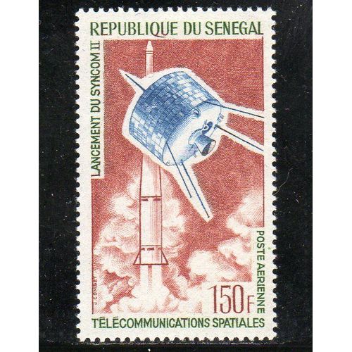 Timbre De Poste Aérienne Du Sénégal (Télécommunications Spatiales)