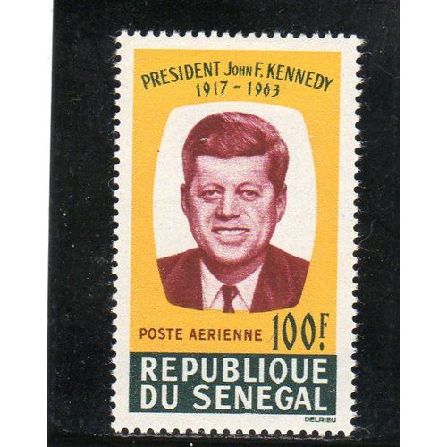 Timbre De Poste Aérienne Du Sénégal (Anniversaire De La Mort Du Président John F. Kennedy)