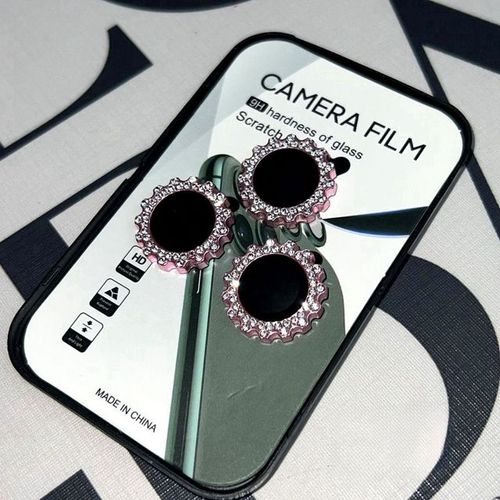 Lentille De Caméra En Diamant Brillant Pour Iphone 15 Pro Max 15 Pro Max Anneau Métallique Film Protecteur