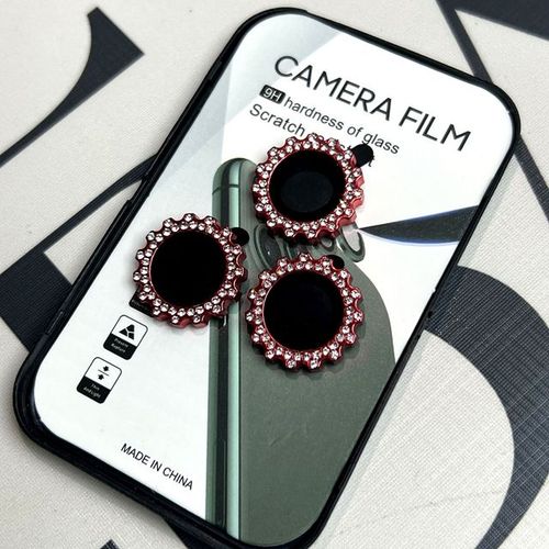 Lentille De Caméra En Diamant Brillant Pour Iphone 15 Pro Max 15 Pro Max Anneau Métallique Film Protecteur