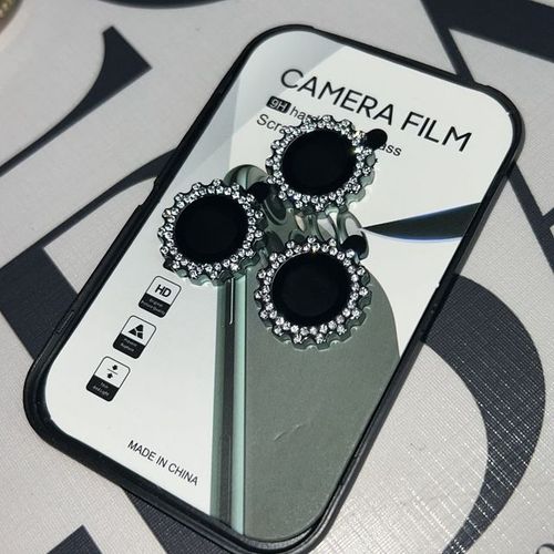 Lentille De Caméra En Diamant Brillant Pour Iphone 15 Pro Max 15 Pro Max Anneau Métallique Film Protecteur