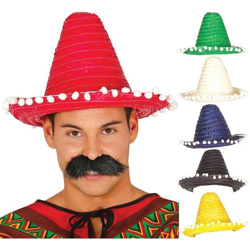 Chapeau M?Xicain Avec Pompoms Plusieurs Couleurs De 33 Cm (Couleur Jaune)